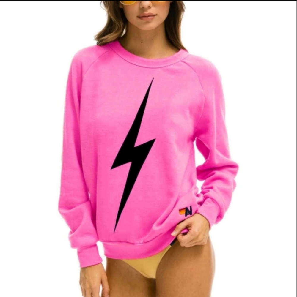 Aviator Nation Pink Lightning Bolt Sweatshirt